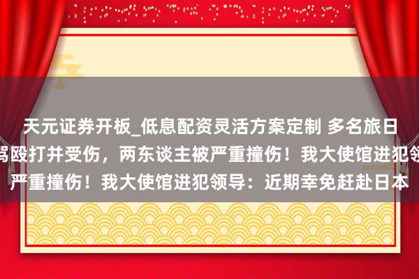 天元证券开板_低息配资灵活方案定制 多名旅日中国公民论说遭无端辱骂殴打并受伤，两东谈主被严重撞伤！我大使馆进犯领导：近期幸免赶赴日本