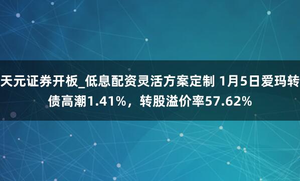 天元证券开板_低息配资灵活方案定制 1月5日爱玛转债高潮1.41%，转股溢价率57.62%