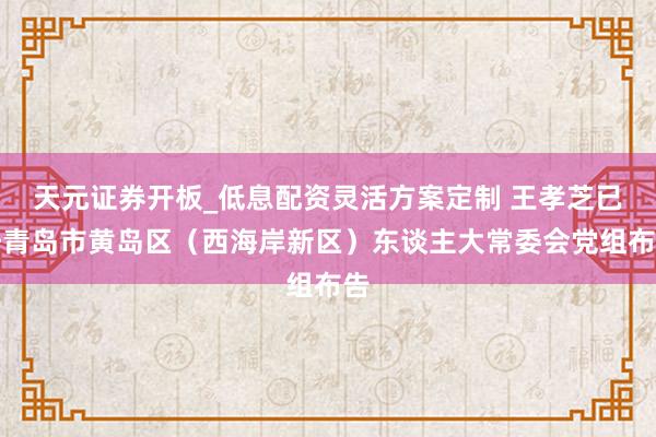 天元证券开板_低息配资灵活方案定制 王孝芝已任青岛市黄岛区（西海岸新区）东谈主大常委会党组布告